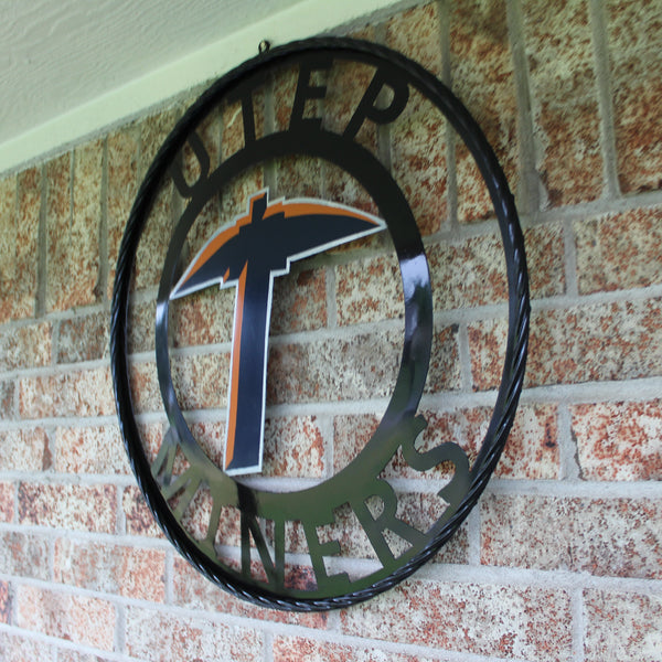 UTEP MINERS CUSTOM METAL VINTAGE CRAFT TEAM SIGN WESTERN HOME DECOR HANDMADE