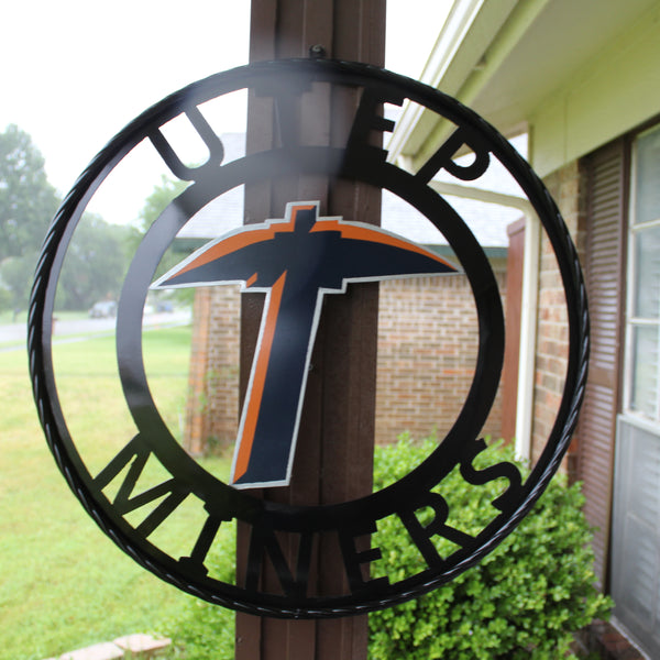UTEP MINERS CUSTOM METAL VINTAGE CRAFT TEAM SIGN WESTERN HOME DECOR HANDMADE