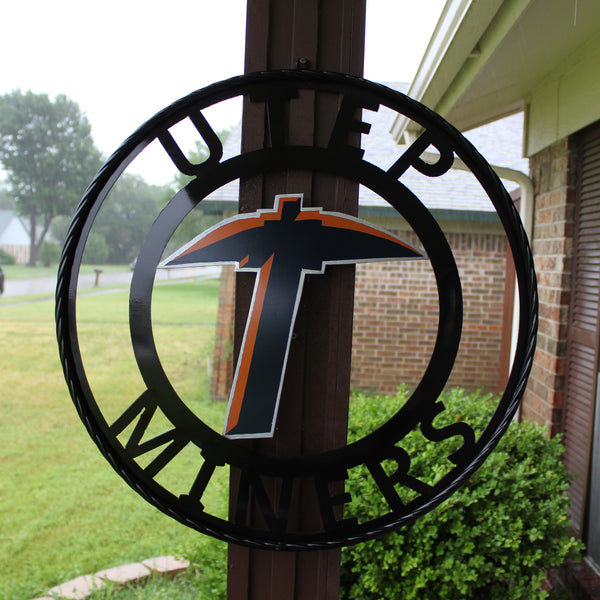 UTEP MINERS CUSTOM METAL VINTAGE CRAFT TEAM SIGN WESTERN HOME DECOR HANDMADE
