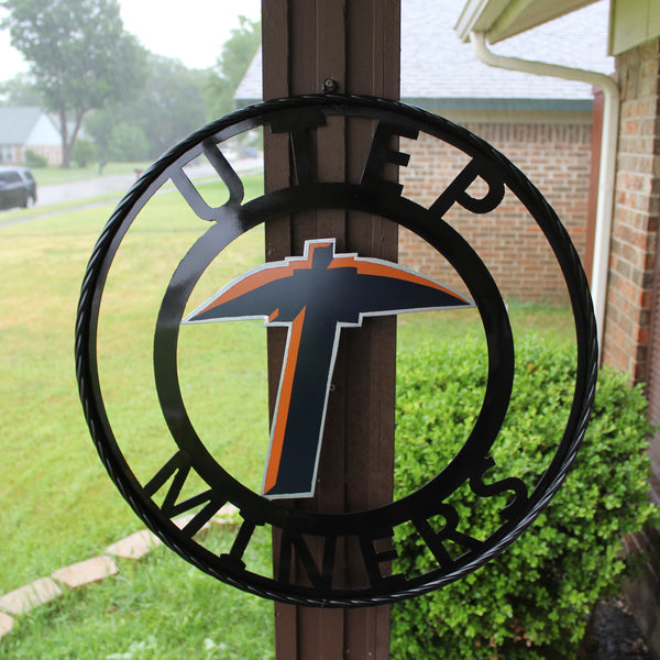 UTEP MINERS CUSTOM METAL VINTAGE CRAFT TEAM SIGN WESTERN HOME DECOR HANDMADE