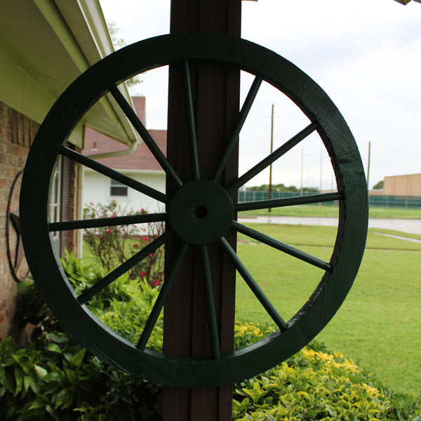 WAGON WHEEL HUNTER GREEN BARN WOOD WESTERN HOME DECOR HANDMADE NEW 16",24",30"