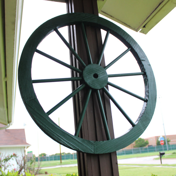WAGON WHEEL HUNTER GREEN BARN WOOD WESTERN HOME DECOR HANDMADE NEW 16",24",30"