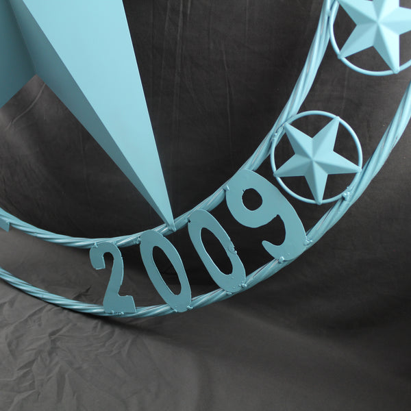 AUSTIN FAMILY STYLE YOUR CUSTOM FAMILY NAME STAR METAL BARN STAR ROPE RING WESTERN HOME DECOR TURQUOISE AQUA NEW HANDMADE 24",32",36",40",50"