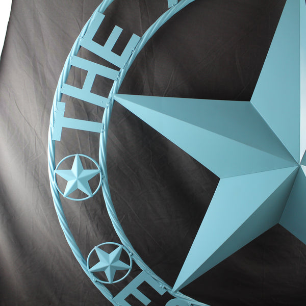 AUSTIN FAMILY STYLE YOUR CUSTOM FAMILY NAME STAR METAL BARN STAR ROPE RING WESTERN HOME DECOR TURQUOISE AQUA NEW HANDMADE 24",32",36",40",50"