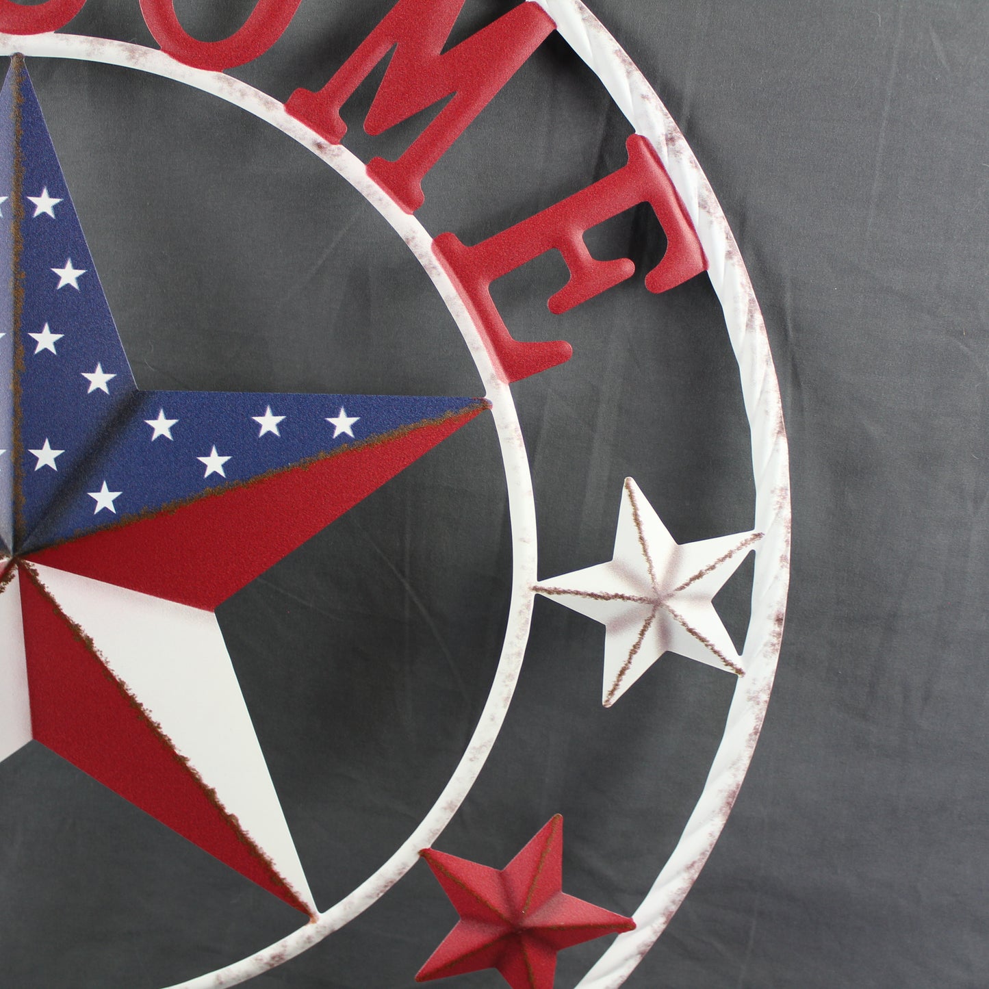 24" WELCOME USA FLAG BARN METAL FLAT STAR 2D FLAT PLAIN RED WHITE BLUE WESTER HOME DECOR HANDMADE NEW #EH12311