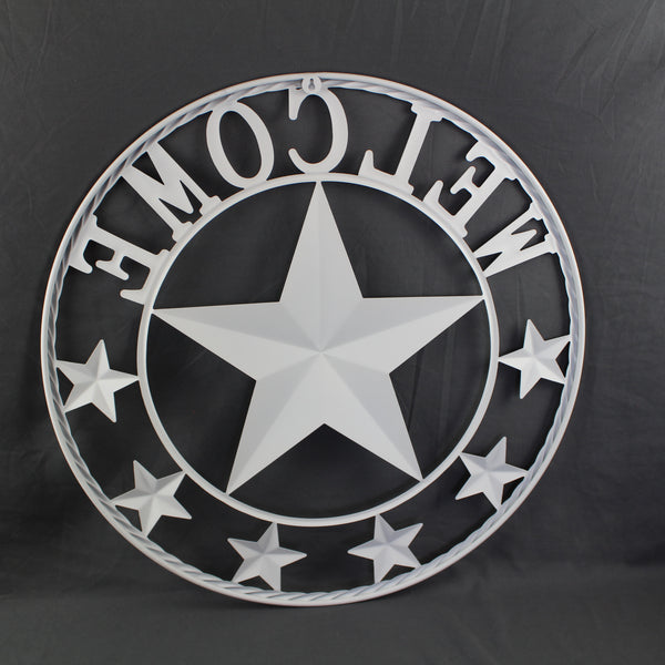 24" WELCOME USA FLAG BARN METAL FLAT STAR 2D FLAT PLAIN RED WHITE BLUE WESTER HOME DECOR HANDMADE NEW #EH12311