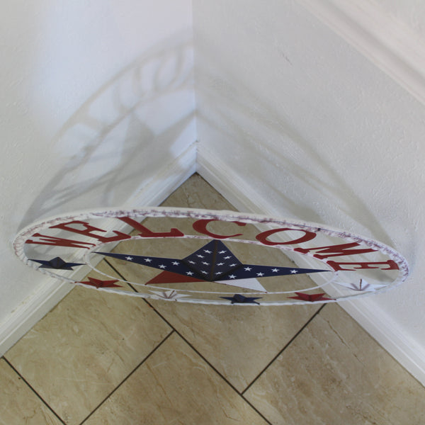 24" WELCOME USA FLAG BARN METAL FLAT STAR 2D FLAT PLAIN RED WHITE BLUE WESTER HOME DECOR HANDMADE NEW #EH12311