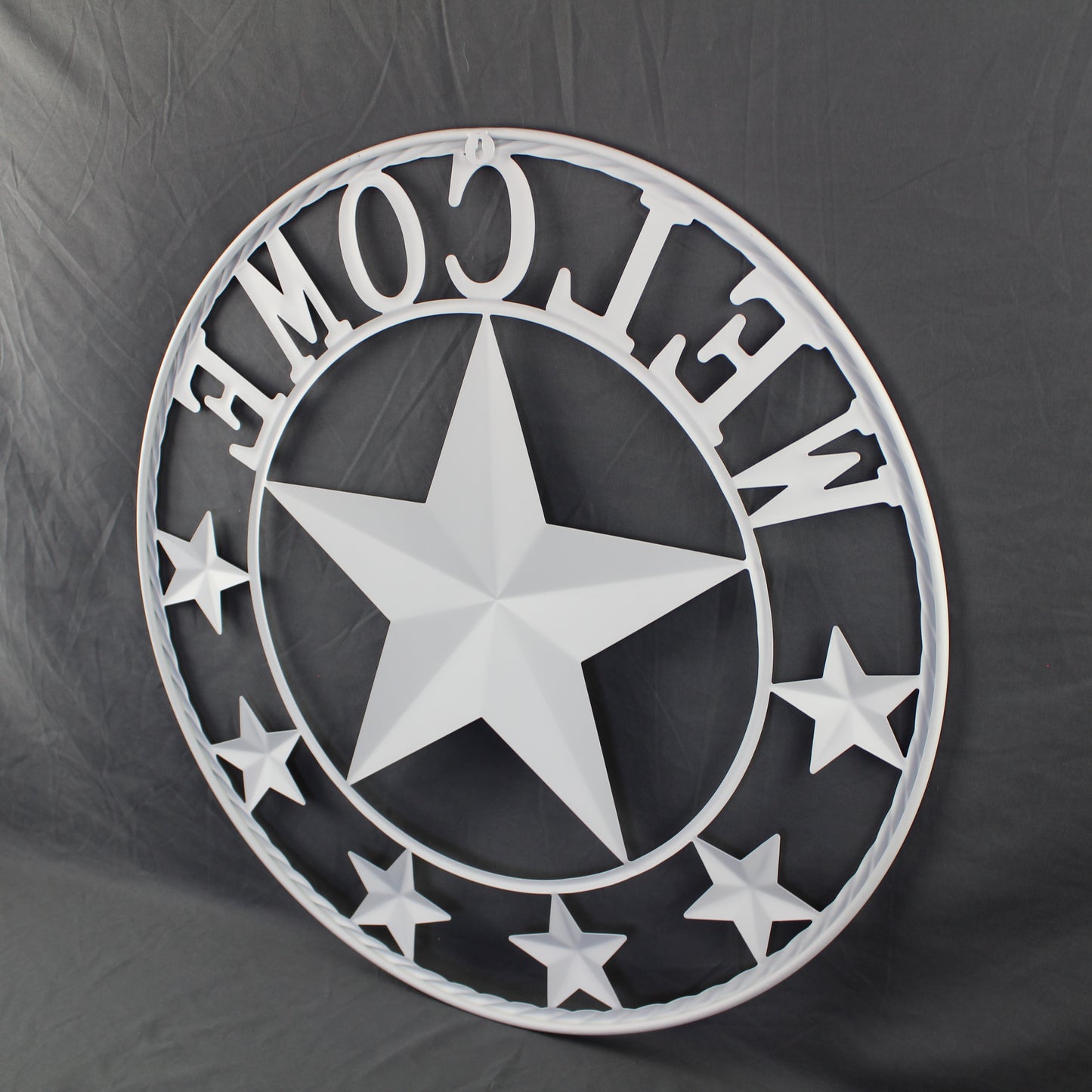 24" WELCOME USA FLAG BARN METAL FLAT STAR 2D PLAIN RED WHITE BLUE WESTERN HOME DECOR HANDMADE NEW #EH12310