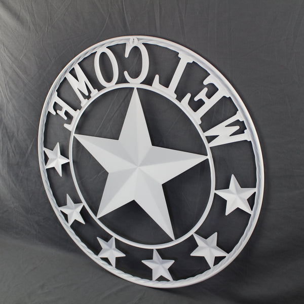 24" WELCOME USA FLAG BARN METAL FLAT STAR 2D PLAIN RED WHITE BLUE WESTER HOME DECOR HANDMADE NEW #EH12310