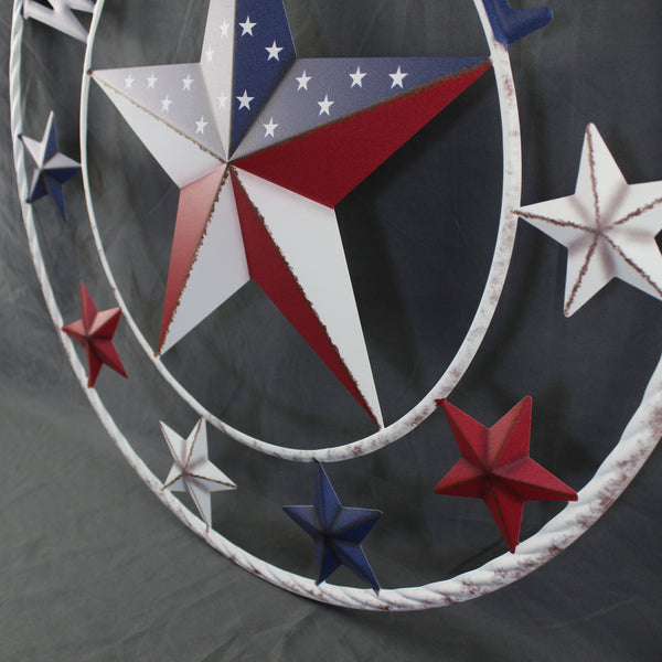 24" WELCOME USA FLAG BARN METAL FLAT STAR 2D PLAIN RED WHITE BLUE WESTER HOME DECOR HANDMADE NEW #EH12310