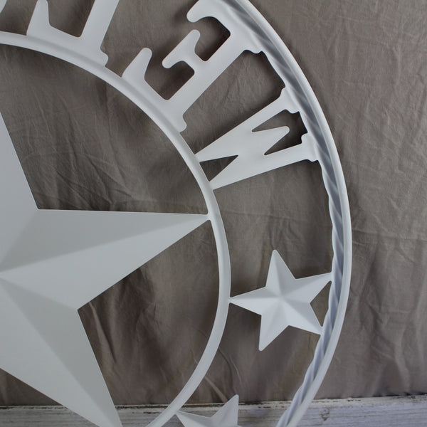 24" WELCOME USA FLAG BARN METAL FLAT STAR 2D PLAIN RED WHITE BLUE WESTER HOME DECOR HANDMADE NEW #EH12310