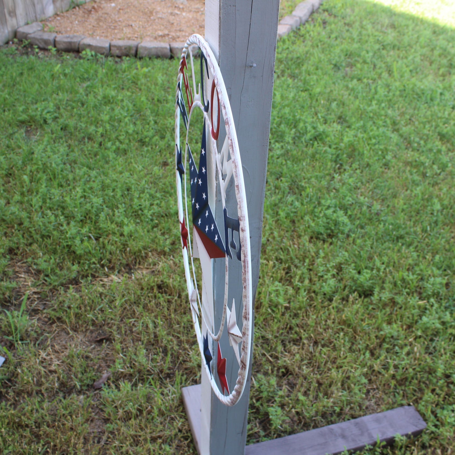 24" WELCOME USA FLAG BARN METAL FLAT STAR 2D PLAIN RED WHITE BLUE WESTERN HOME DECOR HANDMADE NEW #EH12310