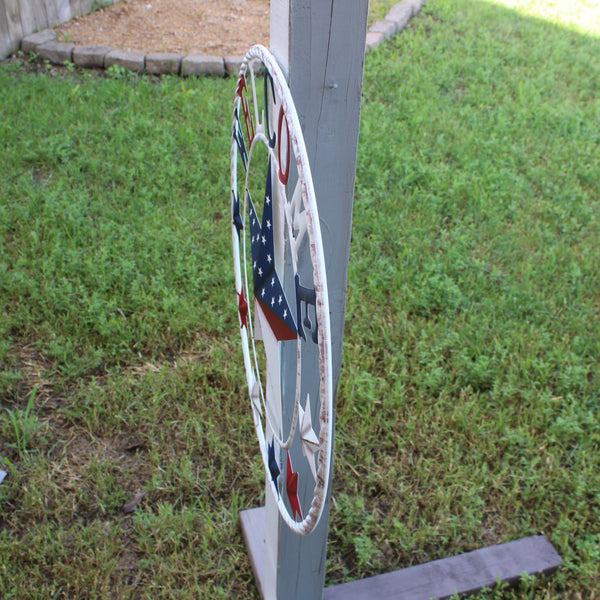 24" WELCOME USA FLAG BARN METAL FLAT STAR 2D PLAIN RED WHITE BLUE WESTER HOME DECOR HANDMADE NEW #EH12310