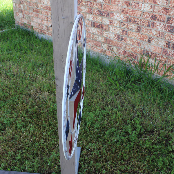 24" WELCOME USA FLAG BARN METAL FLAT STAR 2D PLAIN RED WHITE BLUE WESTER HOME DECOR HANDMADE NEW #EH12310