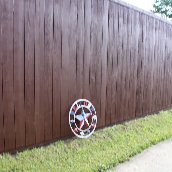 24" WELCOME USA FLAG BARN METAL FLAT STAR 2D PLAIN RED WHITE BLUE WESTER HOME DECOR HANDMADE NEW #EH12310