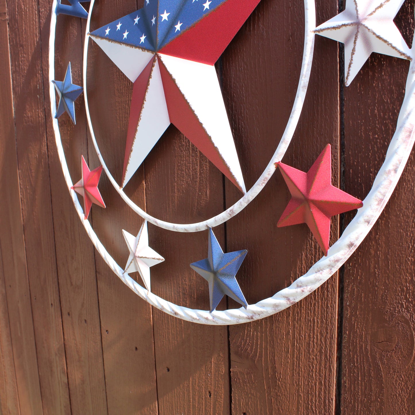 24" WELCOME USA FLAG BARN METAL FLAT STAR 2D PLAIN RED WHITE BLUE WESTERN HOME DECOR HANDMADE NEW #EH12310