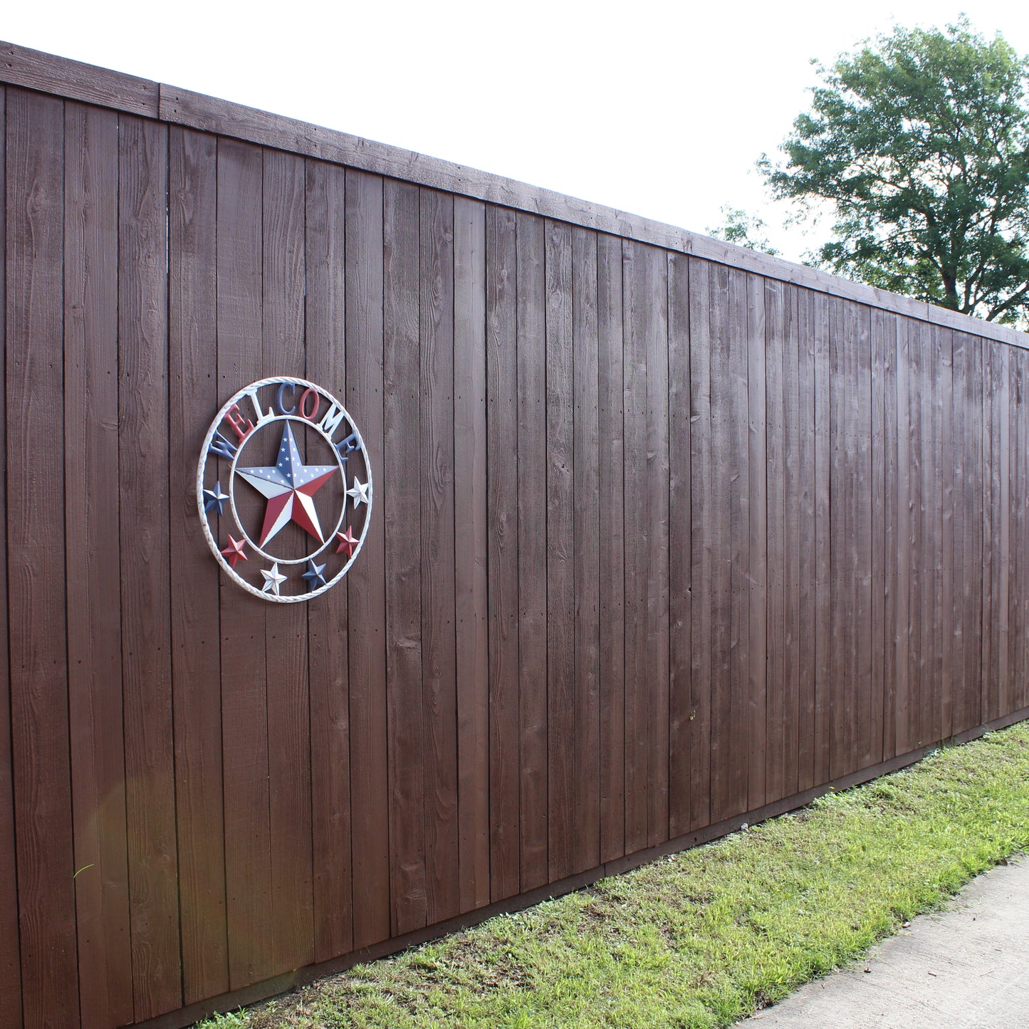 24" WELCOME USA FLAG BARN METAL FLAT STAR 2D PLAIN RED WHITE BLUE WESTERN HOME DECOR HANDMADE NEW #EH12310