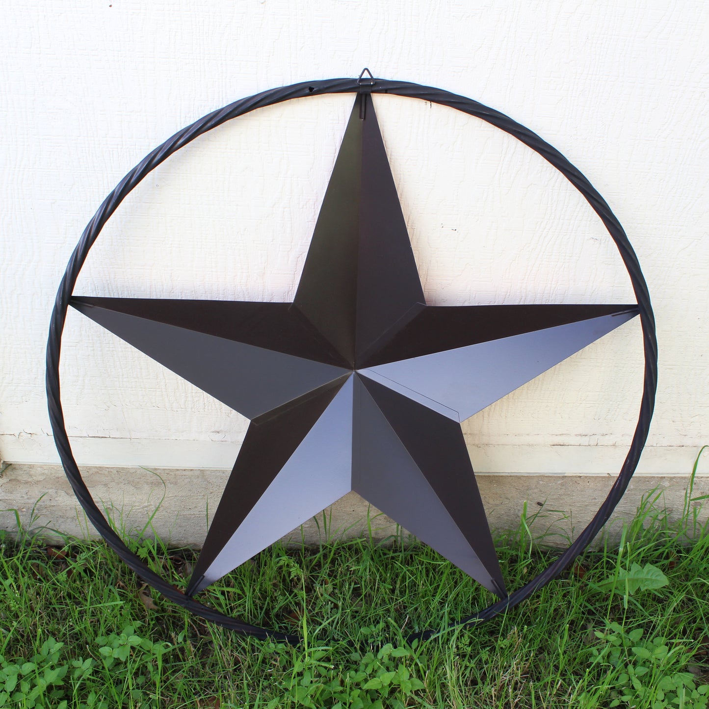 RED DISTRESSED STAR TWO TONE TEXTURE WITH BLACK RING METAL LONESTAR TWISTED ROPE RING WESTERN HOME DECOR HANDMADE NEW #EH10645