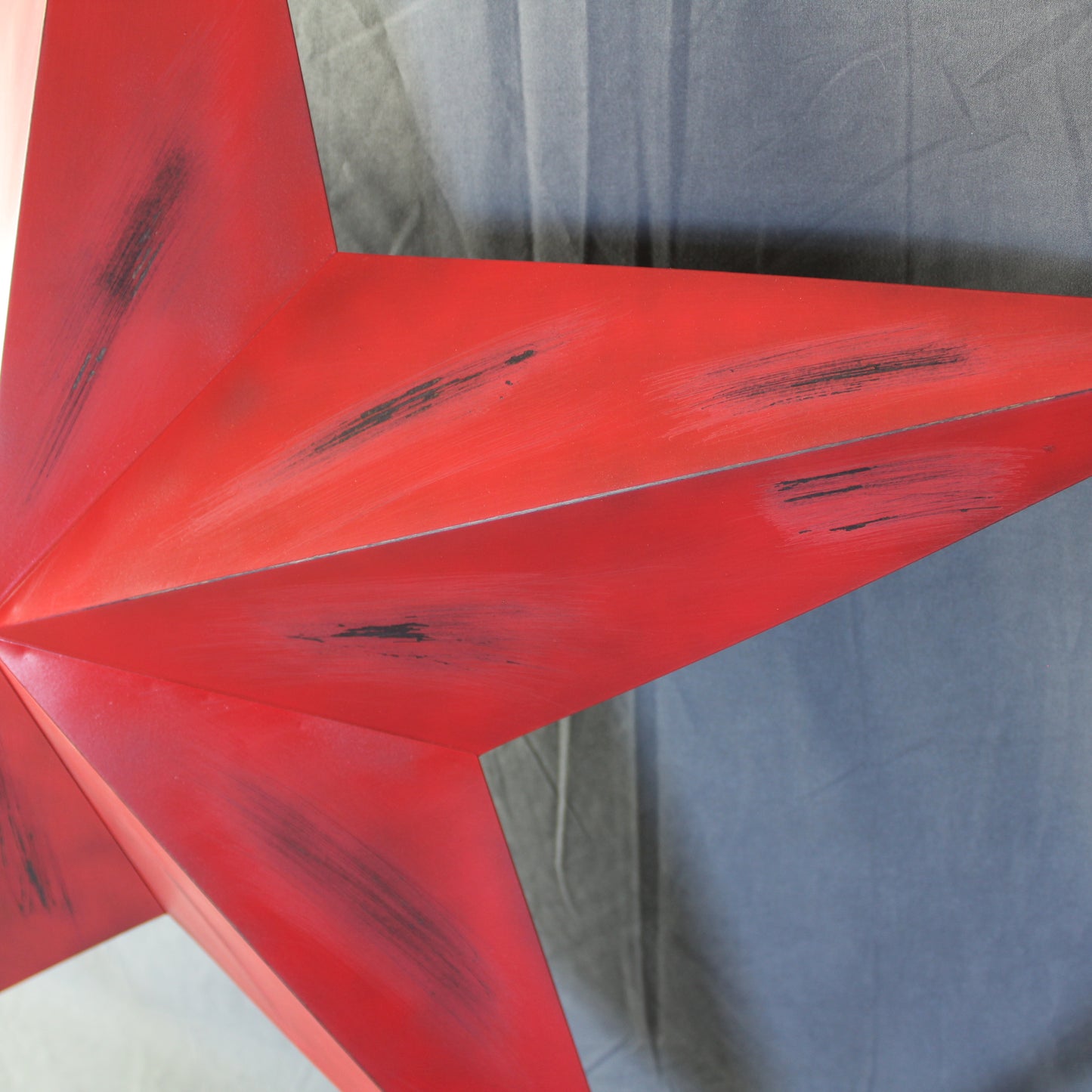 RED DISTRESSED STAR TWO TONE TEXTURE WITH BLACK RING METAL LONESTAR TWISTED ROPE RING WESTERN HOME DECOR HANDMADE NEW #EH10645