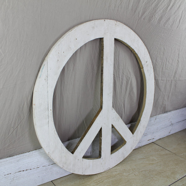 24" WHITE PEACE SIGN WOOD SIGN WALL ART DECOR WESTERN HOME DECOR HANDMADE #EH12853
