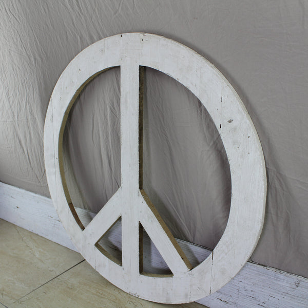 24" WHITE PEACE SIGN WOOD SIGN WALL ART DECOR WESTERN HOME DECOR HANDMADE #EH12853