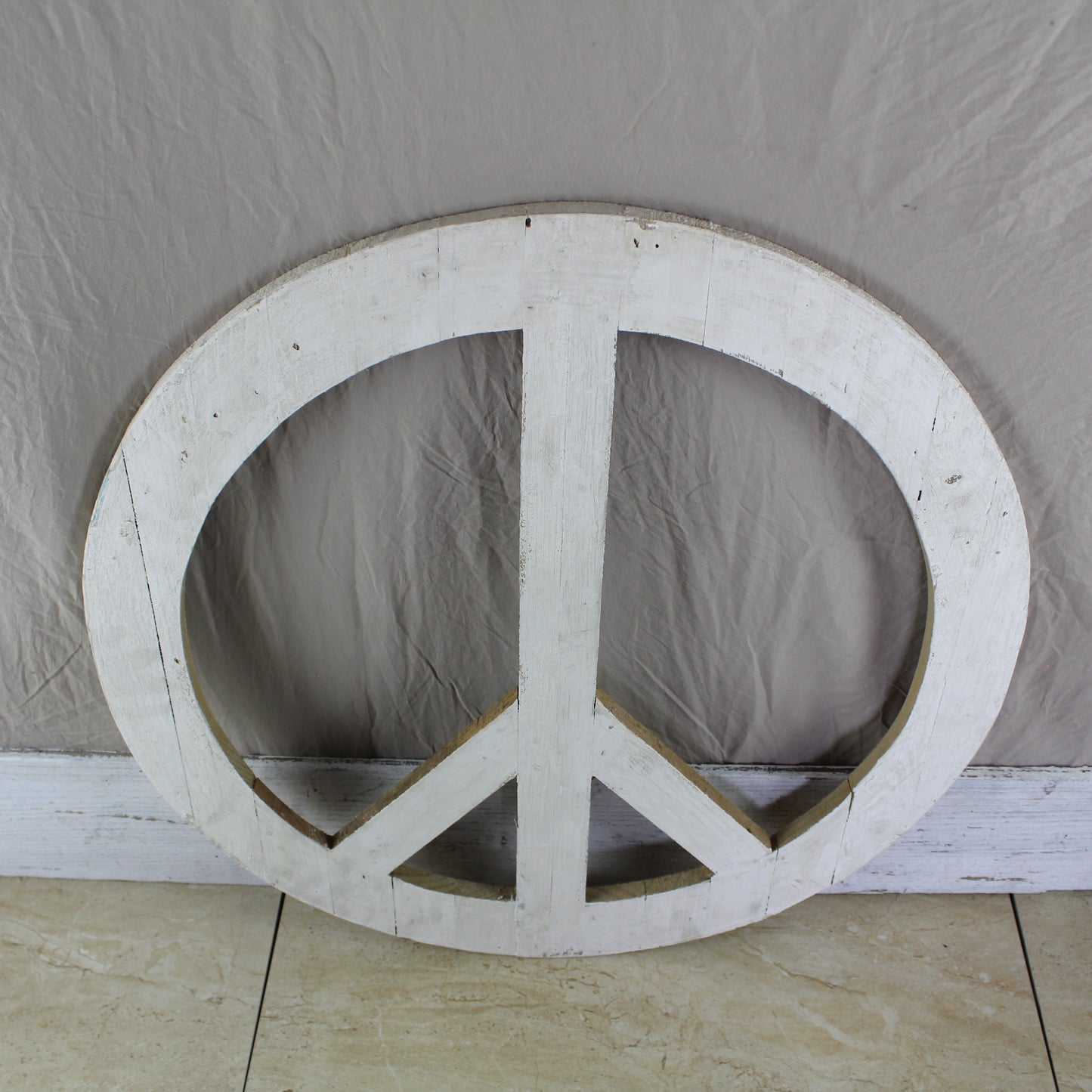 24" WHITE PEACE SIGN WOOD SIGN WALL ART DECOR WESTERN HOME DECOR HANDMADE #EH12853