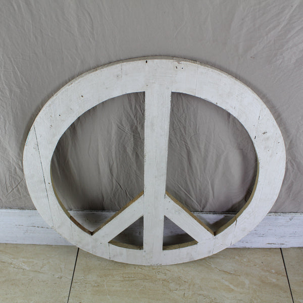 24" WHITE PEACE SIGN WOOD SIGN WALL ART DECOR WESTERN HOME DECOR HANDMADE #EH12853
