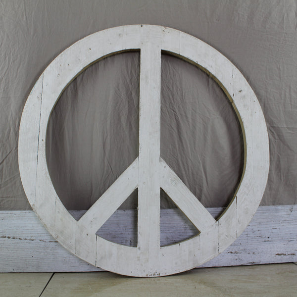 24" WHITE PEACE SIGN WOOD SIGN WALL ART DECOR WESTERN HOME DECOR HANDMADE #EH12853