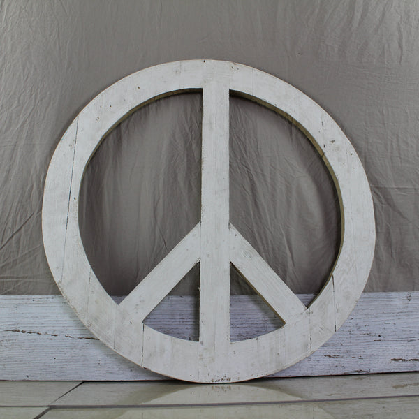 24" WHITE PEACE SIGN WOOD SIGN WALL ART DECOR WESTERN HOME DECOR HANDMADE #EH12853
