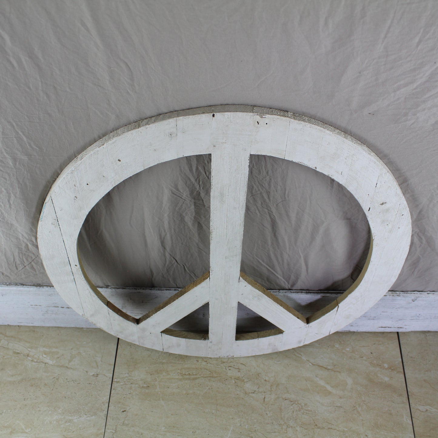 24" WHITE PEACE SIGN WOOD SIGN WALL ART DECOR WESTERN HOME DECOR HANDMADE #EH12853