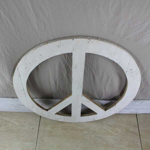 24" WHITE PEACE SIGN WOOD SIGN WALL ART DECOR WESTERN HOME DECOR HANDMADE #EH12853