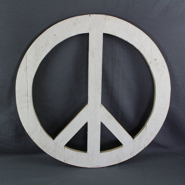 24" WHITE PEACE SIGN WOOD SIGN WALL ART DECOR WESTERN HOME DECOR HANDMADE #EH12853