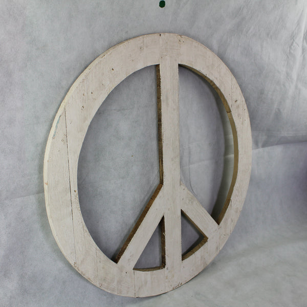 24" WHITE PEACE SIGN WOOD SIGN WALL ART DECOR WESTERN HOME DECOR HANDMADE #EH12853