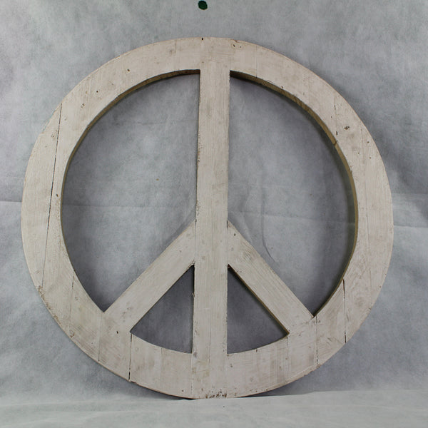 24" WHITE PEACE SIGN WOOD SIGN WALL ART DECOR WESTERN HOME DECOR HANDMADE #EH12853