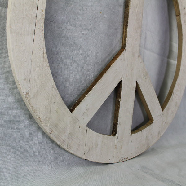 24" WHITE PEACE SIGN WOOD SIGN WALL ART DECOR WESTERN HOME DECOR HANDMADE #EH12853