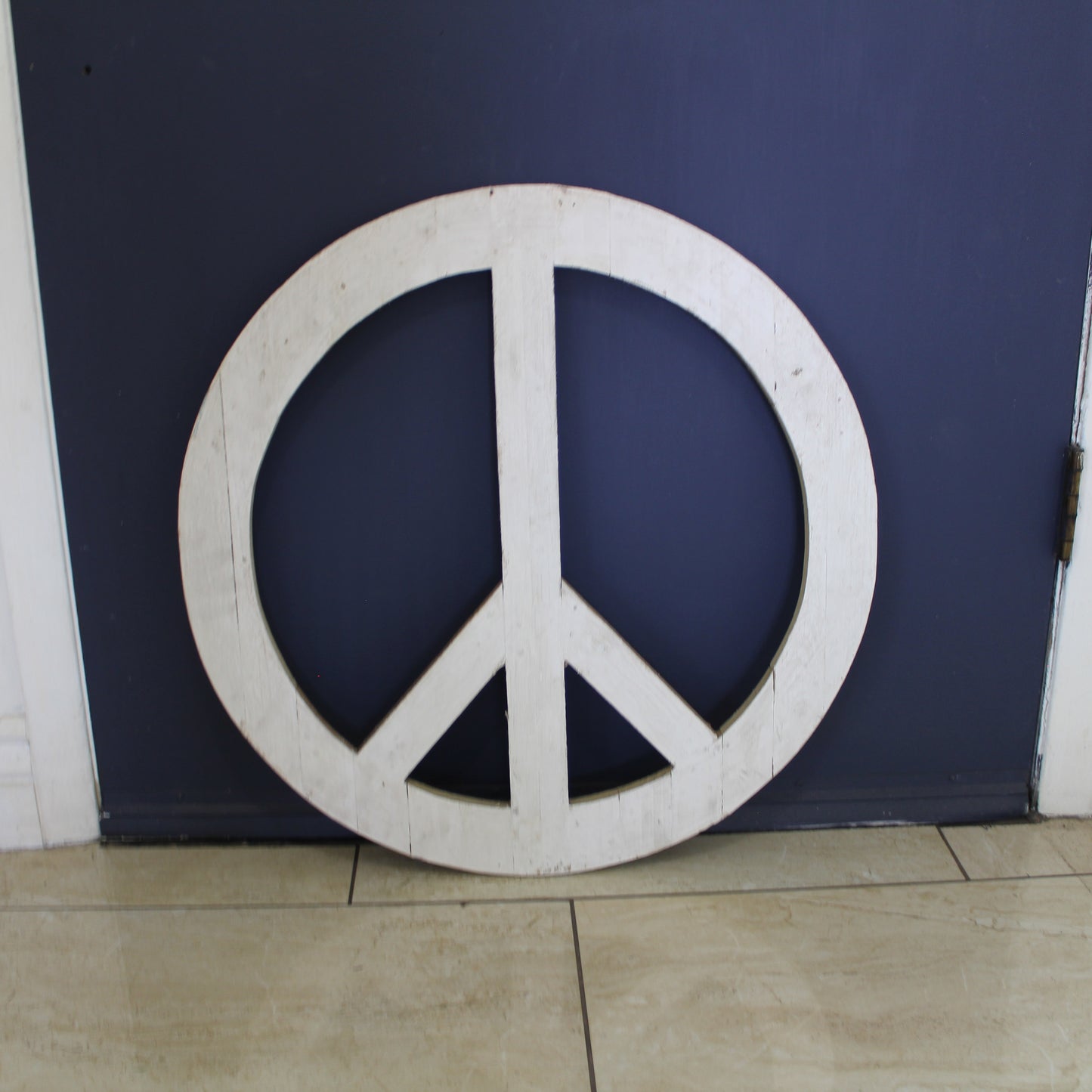 24" WHITE PEACE SIGN WOOD SIGN WALL ART DECOR WESTERN HOME DECOR HANDMADE #EH12853