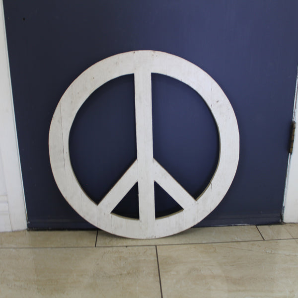 24" WHITE PEACE SIGN WOOD SIGN WALL ART DECOR WESTERN HOME DECOR HANDMADE #EH12853