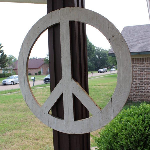 24" WHITE PEACE SIGN WOOD SIGN WALL ART DECOR WESTERN HOME DECOR HANDMADE #EH12853