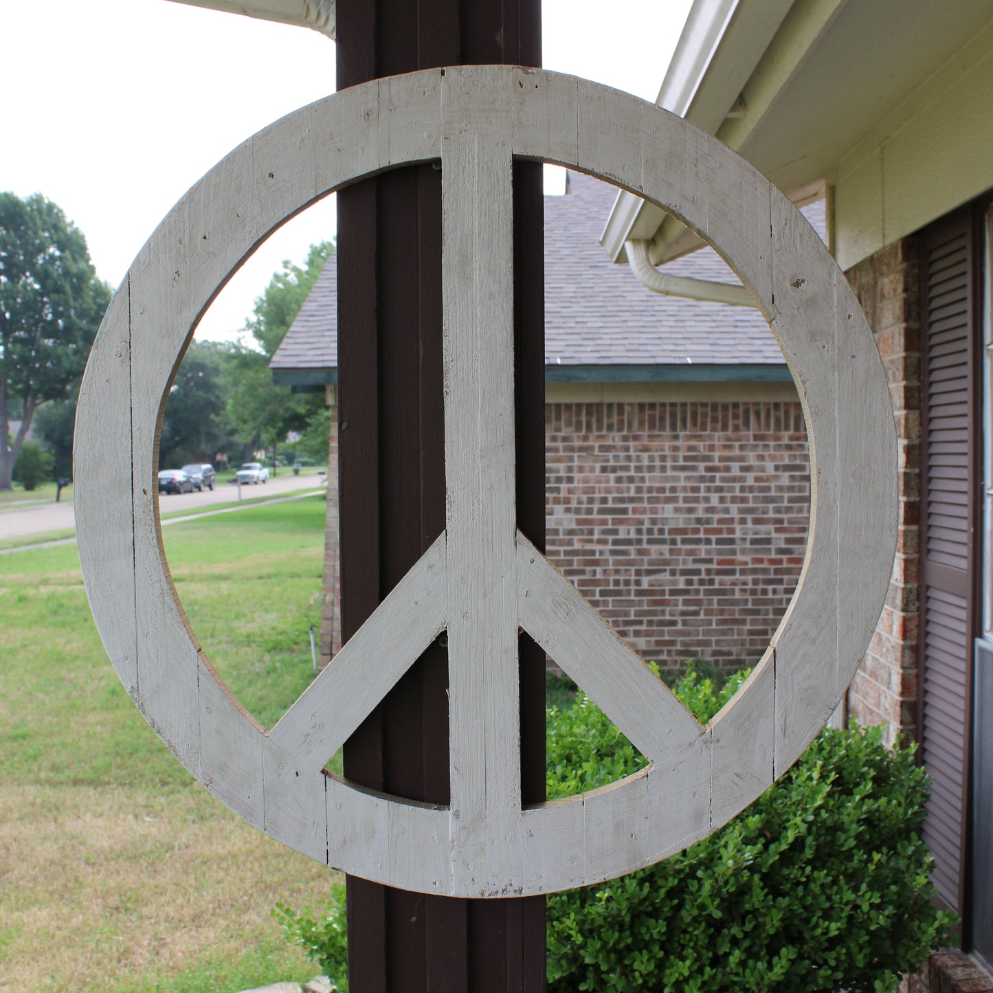 24" WHITE PEACE SIGN WOOD SIGN WALL ART DECOR WESTERN HOME DECOR HANDMADE #EH12853