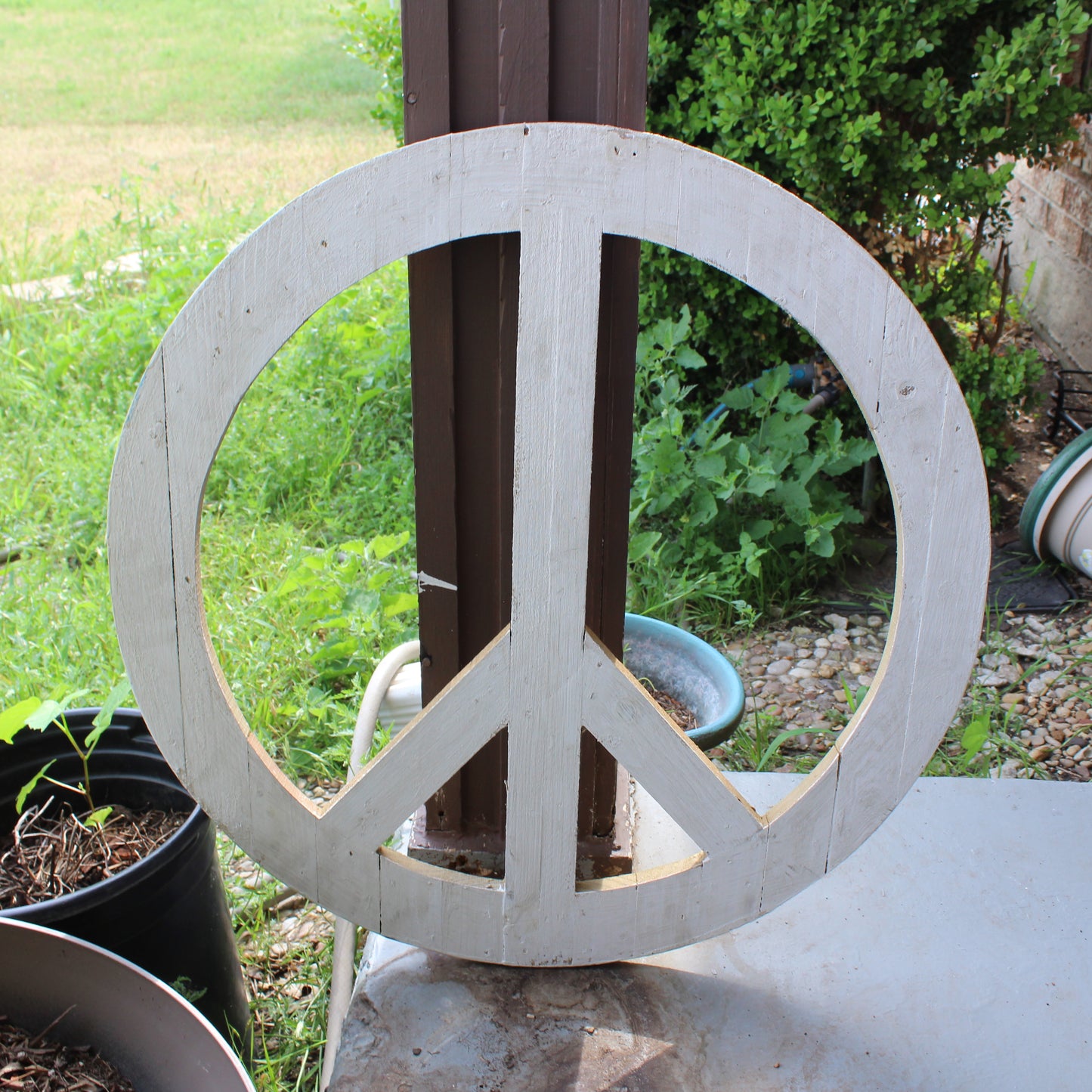 24" WHITE PEACE SIGN WOOD SIGN WALL ART DECOR WESTERN HOME DECOR HANDMADE #EH12853