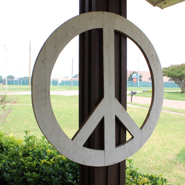 24" WHITE PEACE SIGN WOOD SIGN WALL ART DECOR WESTERN HOME DECOR HANDMADE #EH12853