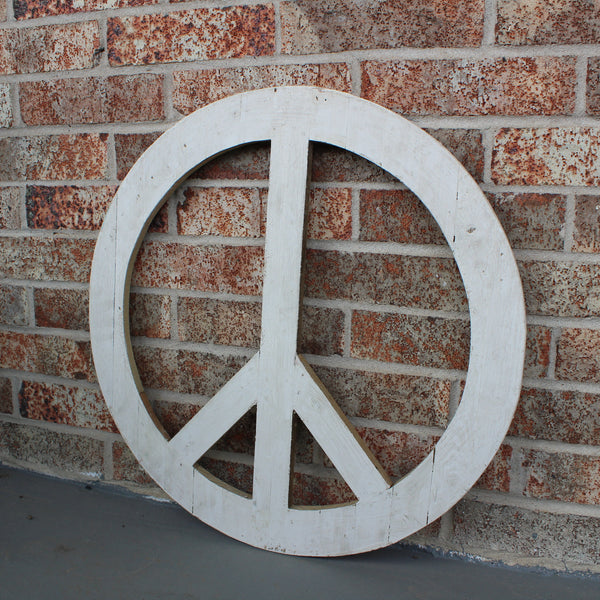 24" WHITE PEACE SIGN WOOD SIGN WALL ART DECOR WESTERN HOME DECOR HANDMADE #EH12853