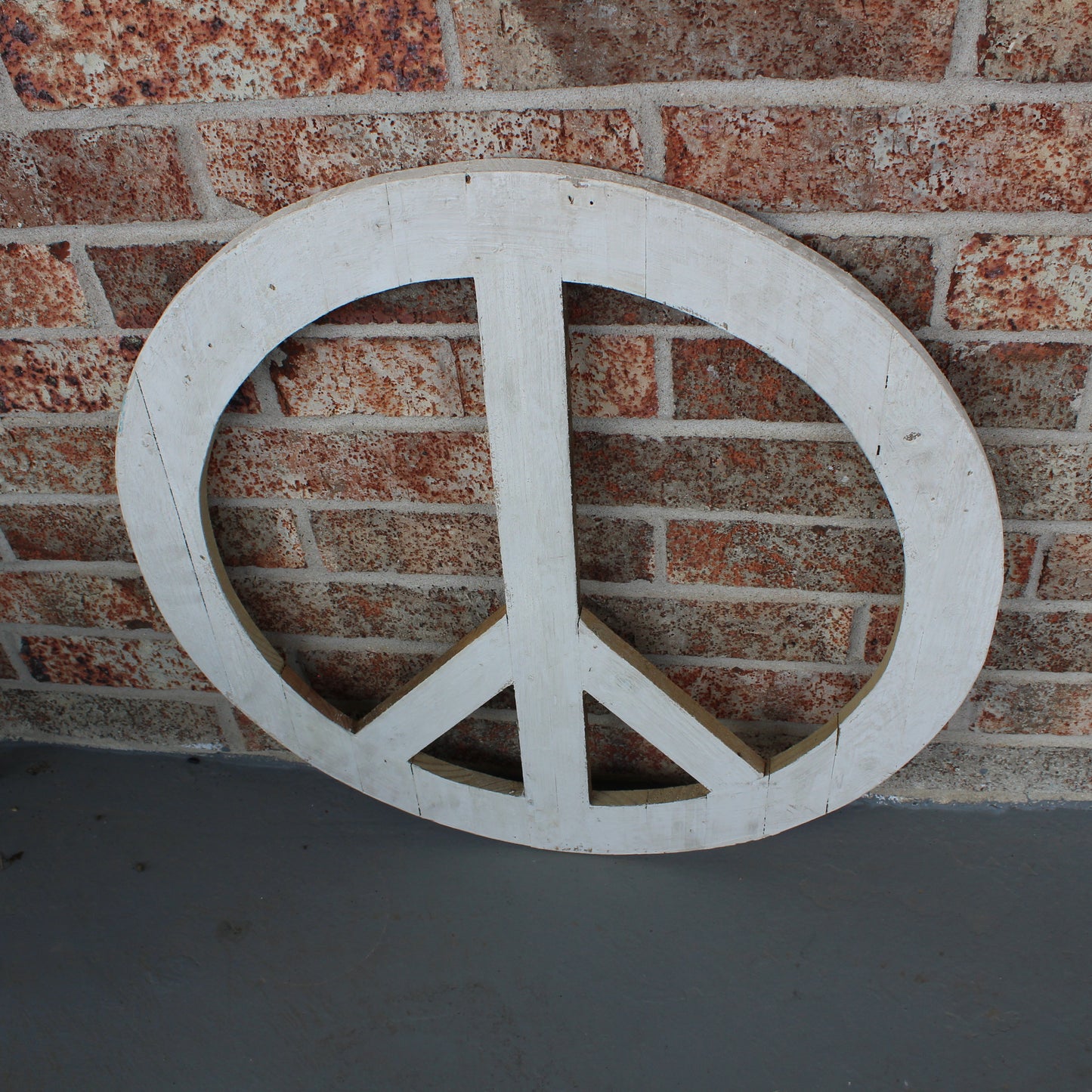 24" WHITE PEACE SIGN WOOD SIGN WALL ART DECOR WESTERN HOME DECOR HANDMADE #EH12853