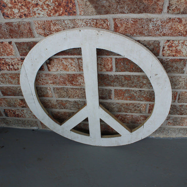 24" WHITE PEACE SIGN WOOD SIGN WALL ART DECOR WESTERN HOME DECOR HANDMADE #EH12853