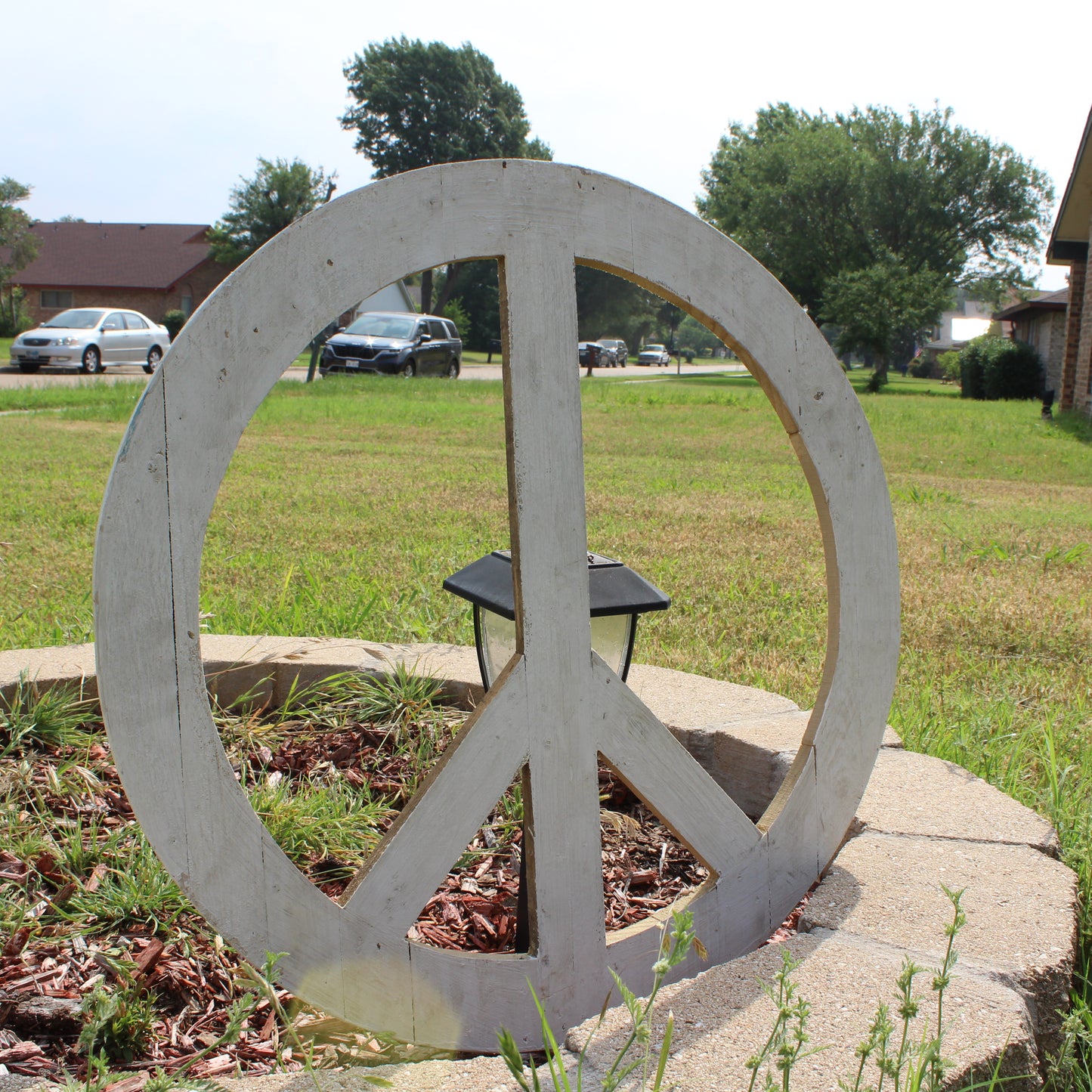 24" WHITE PEACE SIGN WOOD SIGN WALL ART DECOR WESTERN HOME DECOR HANDMADE #EH12853