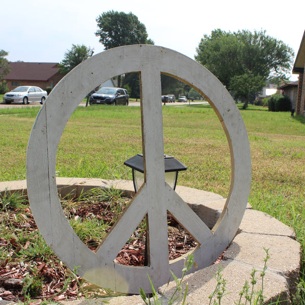 24" WHITE PEACE SIGN WOOD SIGN WALL ART DECOR WESTERN HOME DECOR HANDMADE #EH12853