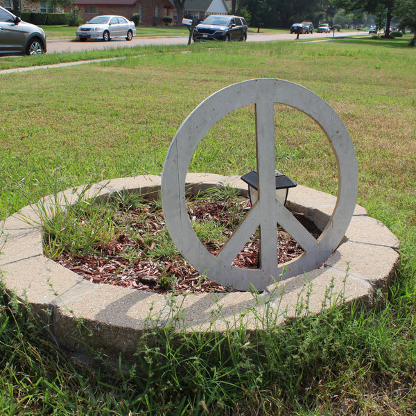 24" WHITE PEACE SIGN WOOD SIGN WALL ART DECOR WESTERN HOME DECOR HANDMADE #EH12853