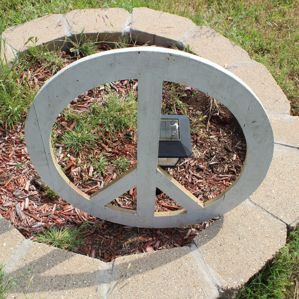 24" WHITE PEACE SIGN WOOD SIGN WALL ART DECOR WESTERN HOME DECOR HANDMADE #EH12853