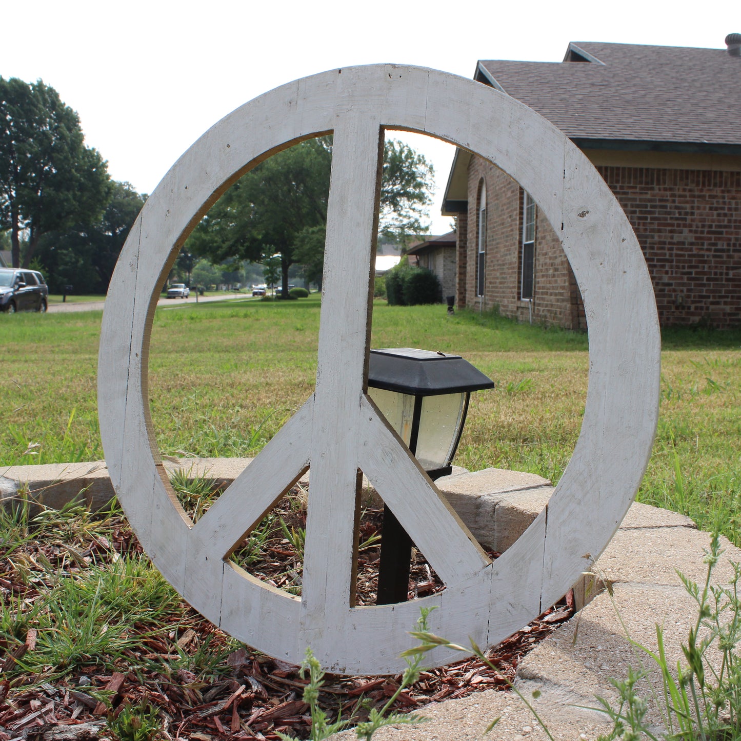 24" WHITE PEACE SIGN WOOD SIGN WALL ART DECOR WESTERN HOME DECOR HANDMADE #EH12853
