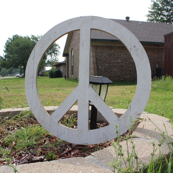 24" WHITE PEACE SIGN WOOD SIGN WALL ART DECOR WESTERN HOME DECOR HANDMADE #EH12853
